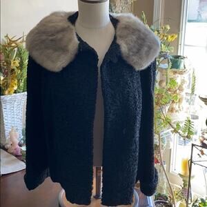 Henri Kessler women’s M vintage black curly wool fur coat